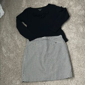 Talbots Black Top with Patterned Skirt Size 6